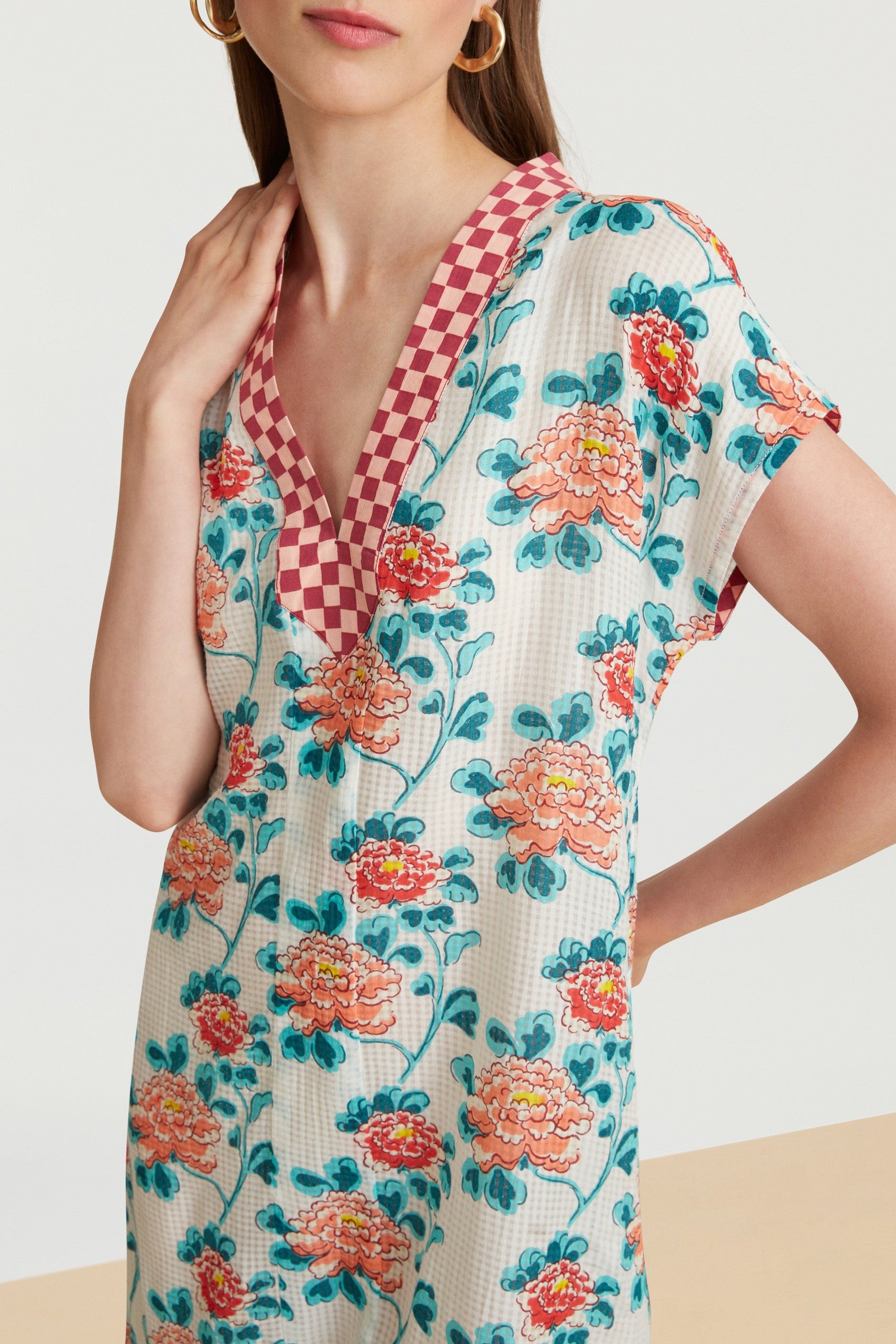 Plumeria long cotton dress - Neutral
