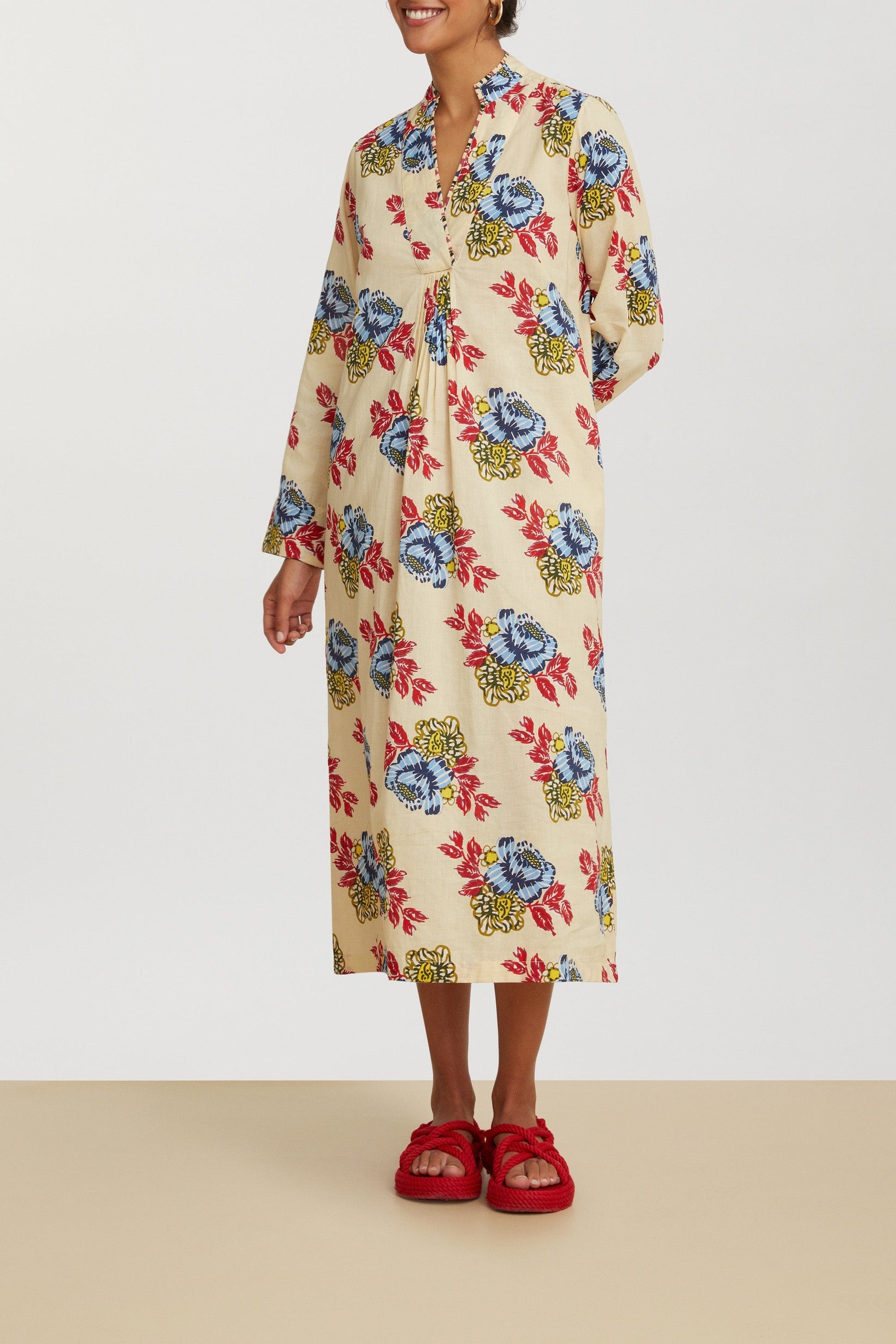 Radha cotton kaftan - Red