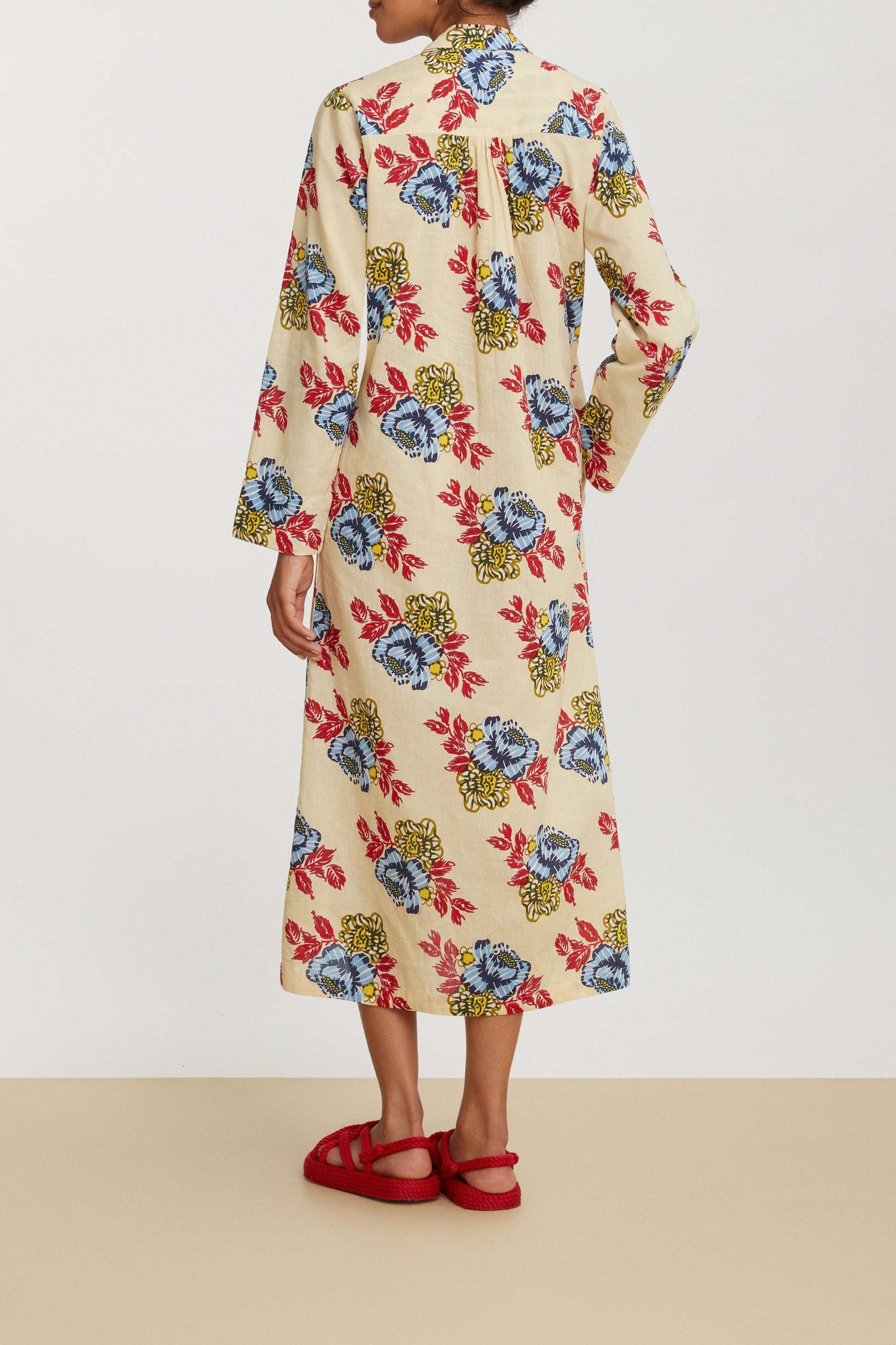 Radha cotton kaftan - Red