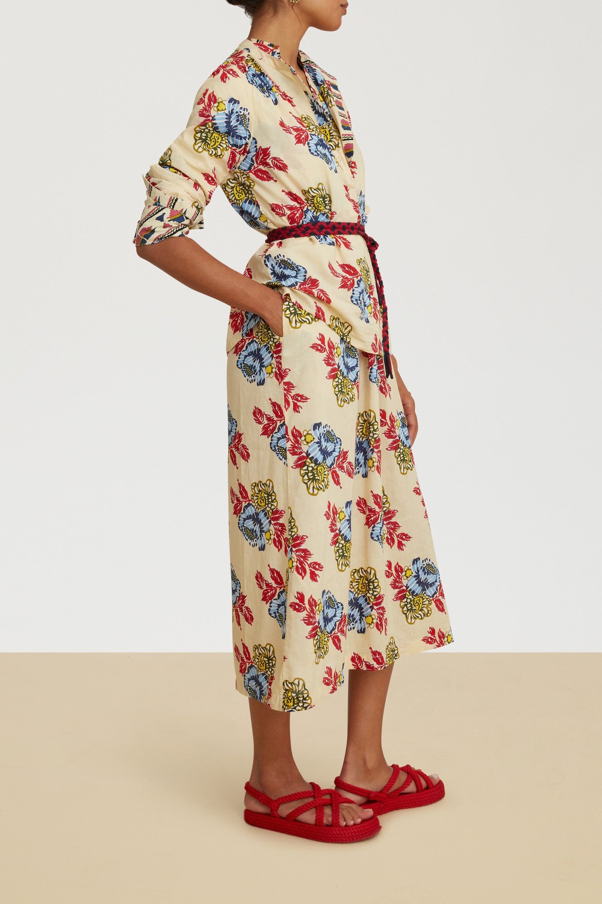 Radha cotton kaftan - Red