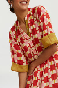 Rambagh long cotton dress - Red