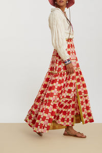 Rambagh long cotton dress - Red