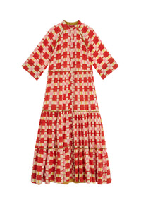 Rambagh long cotton dress - Red