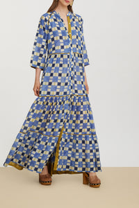 Rambagh long cotton dress - Neutral