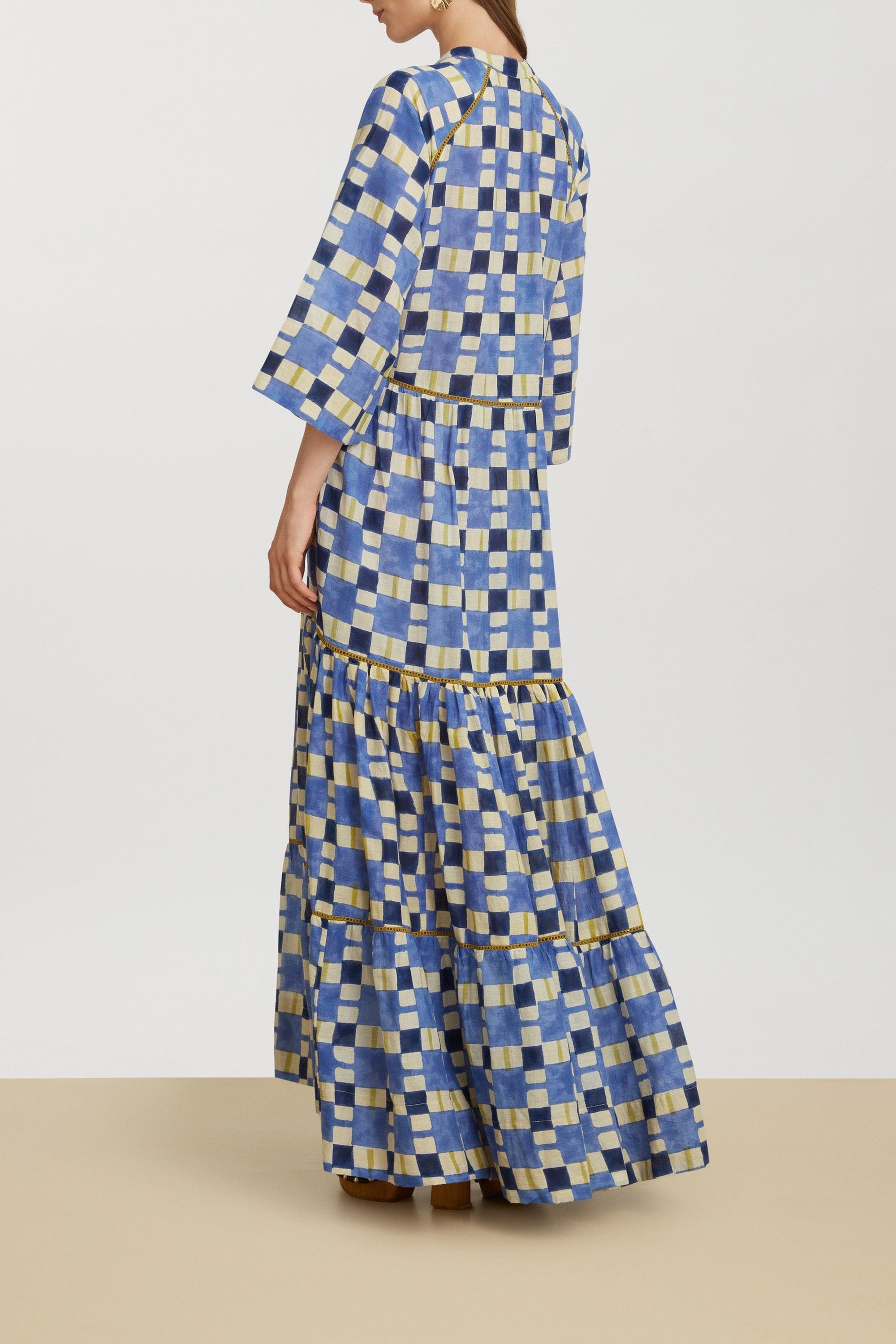 Rambagh long cotton dress - Neutral