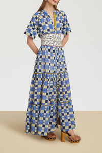 Rambagh long cotton dress - Neutral