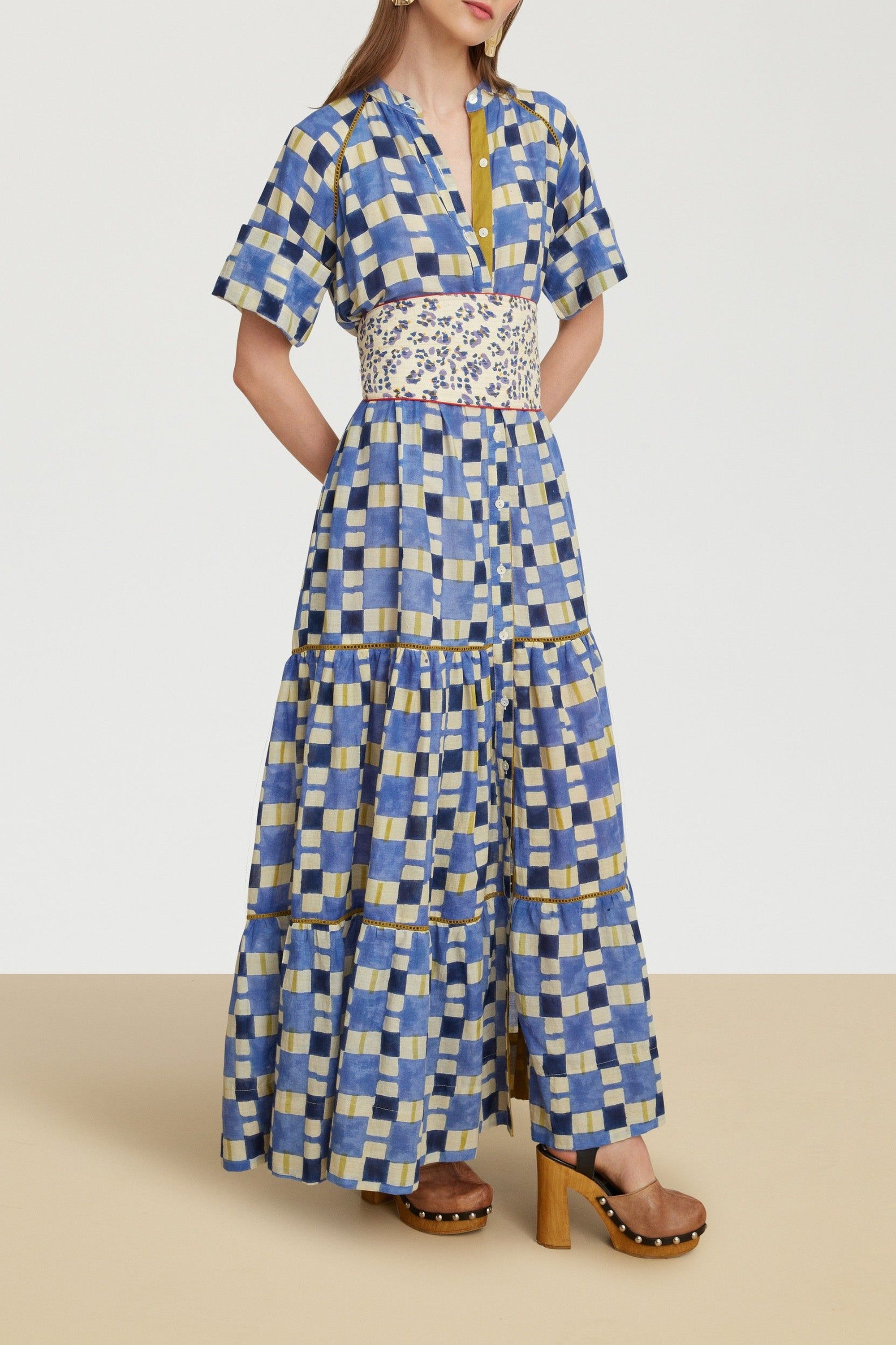 Rambagh long cotton dress - Neutral