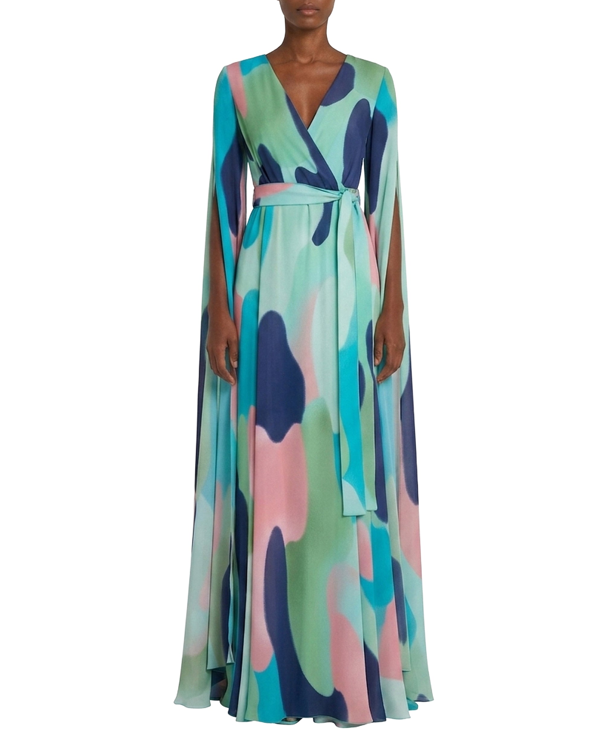 Robe longue Clio en soie - Blue