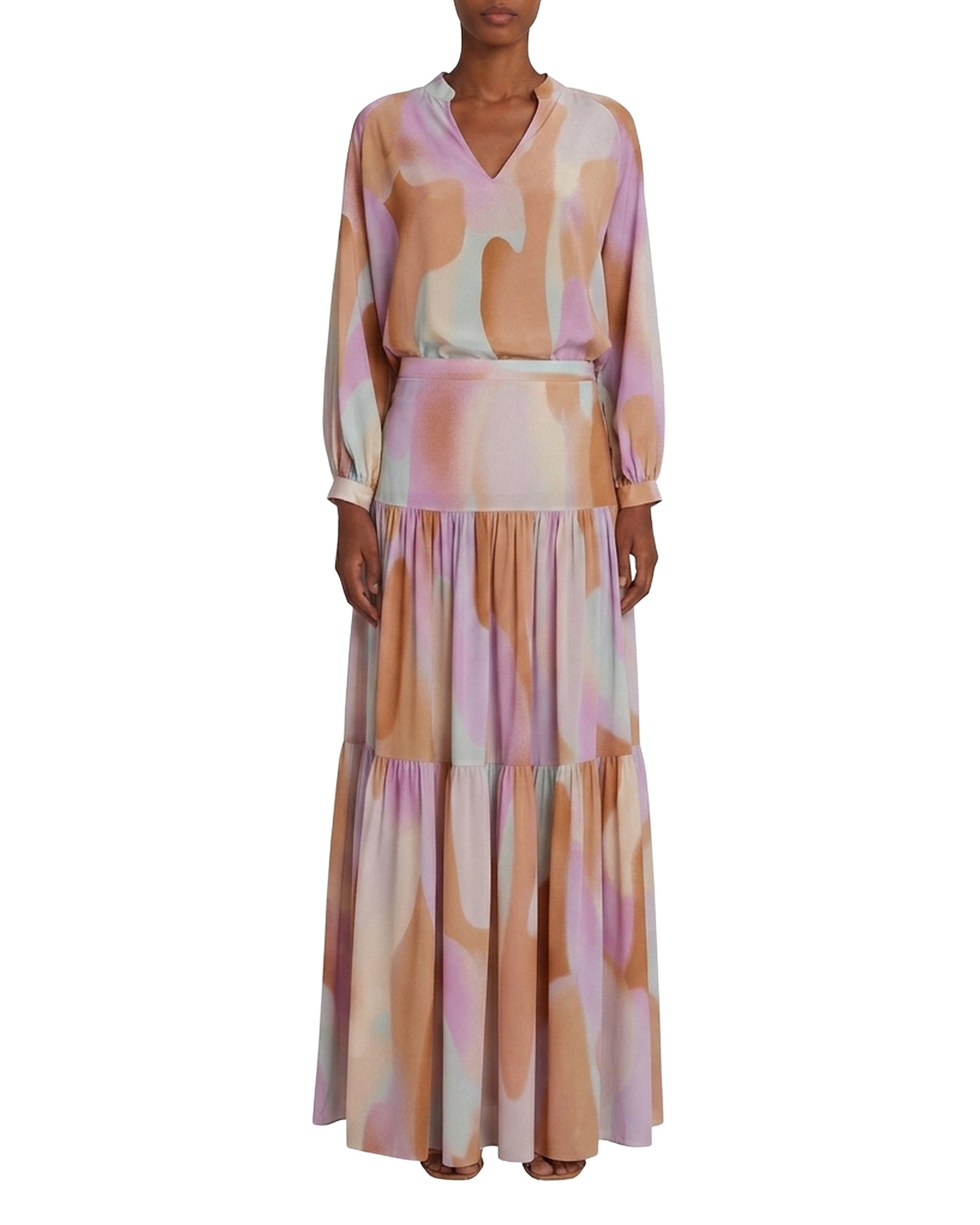 Audrey long skirt in silk - Lilac