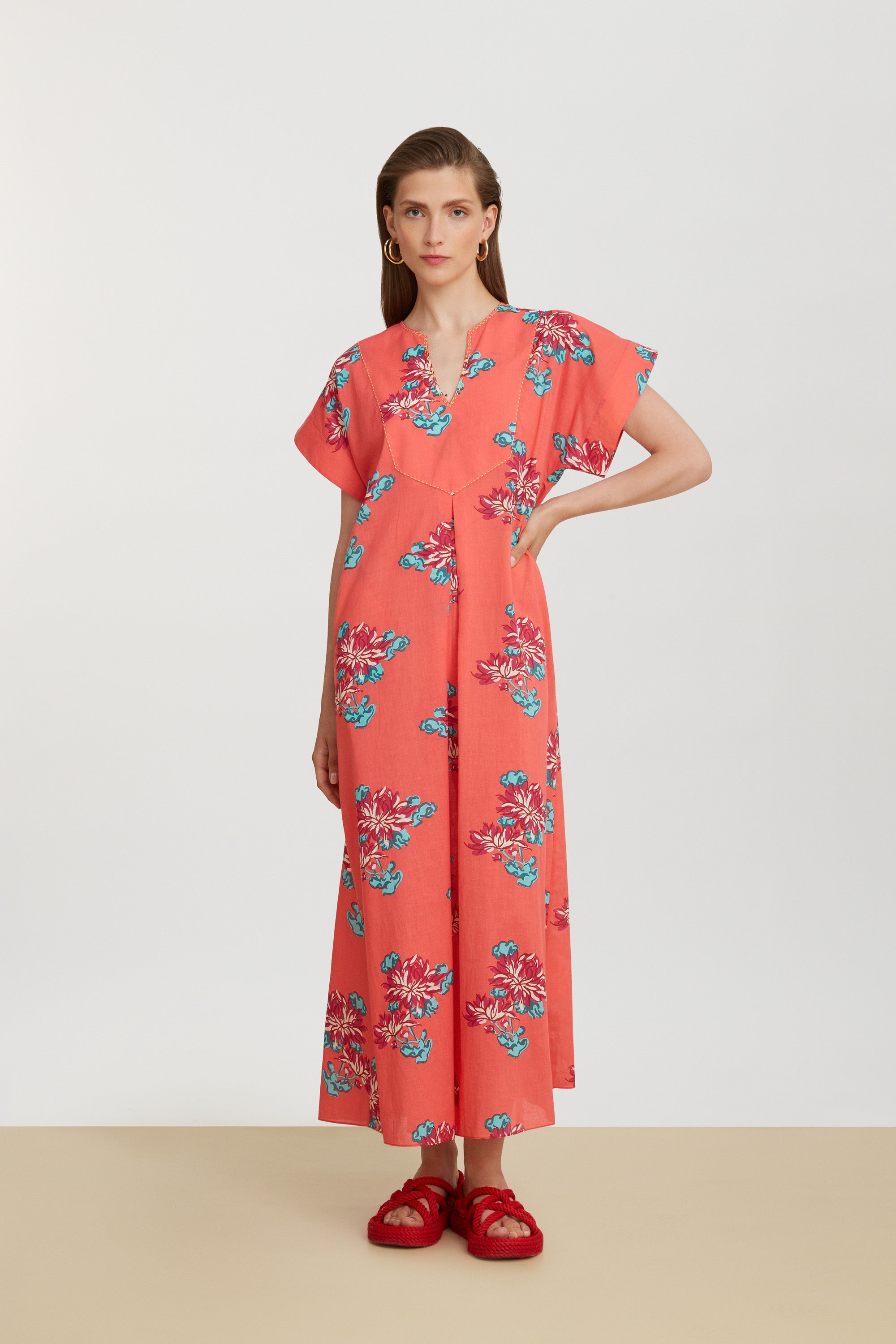 RECO PRIX : 140 // Saffron Kaftan Kimono Crisantemo Geranium