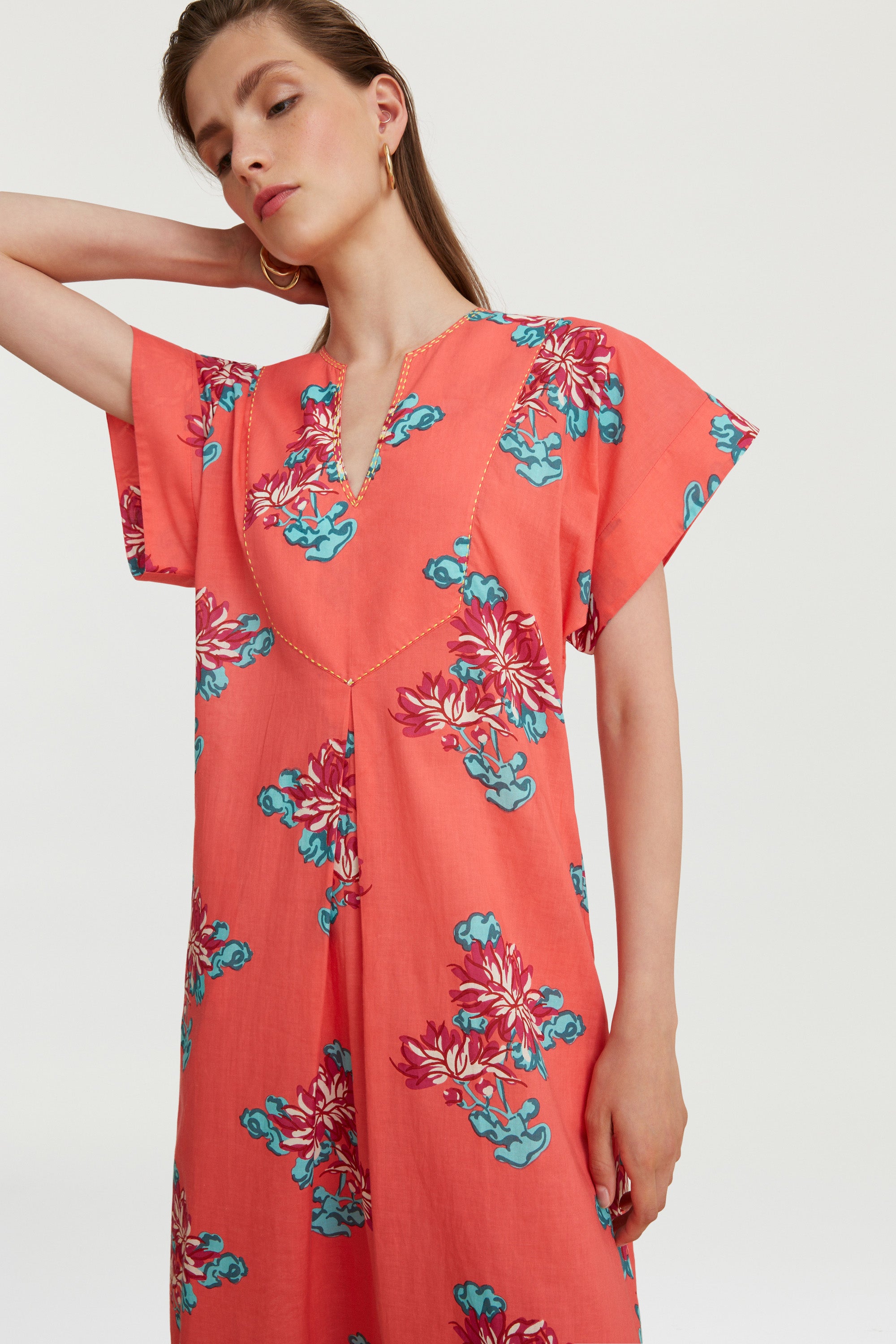 RECO PRIX : 140 // Saffron Kaftan Kimono Crisantemo Geranium