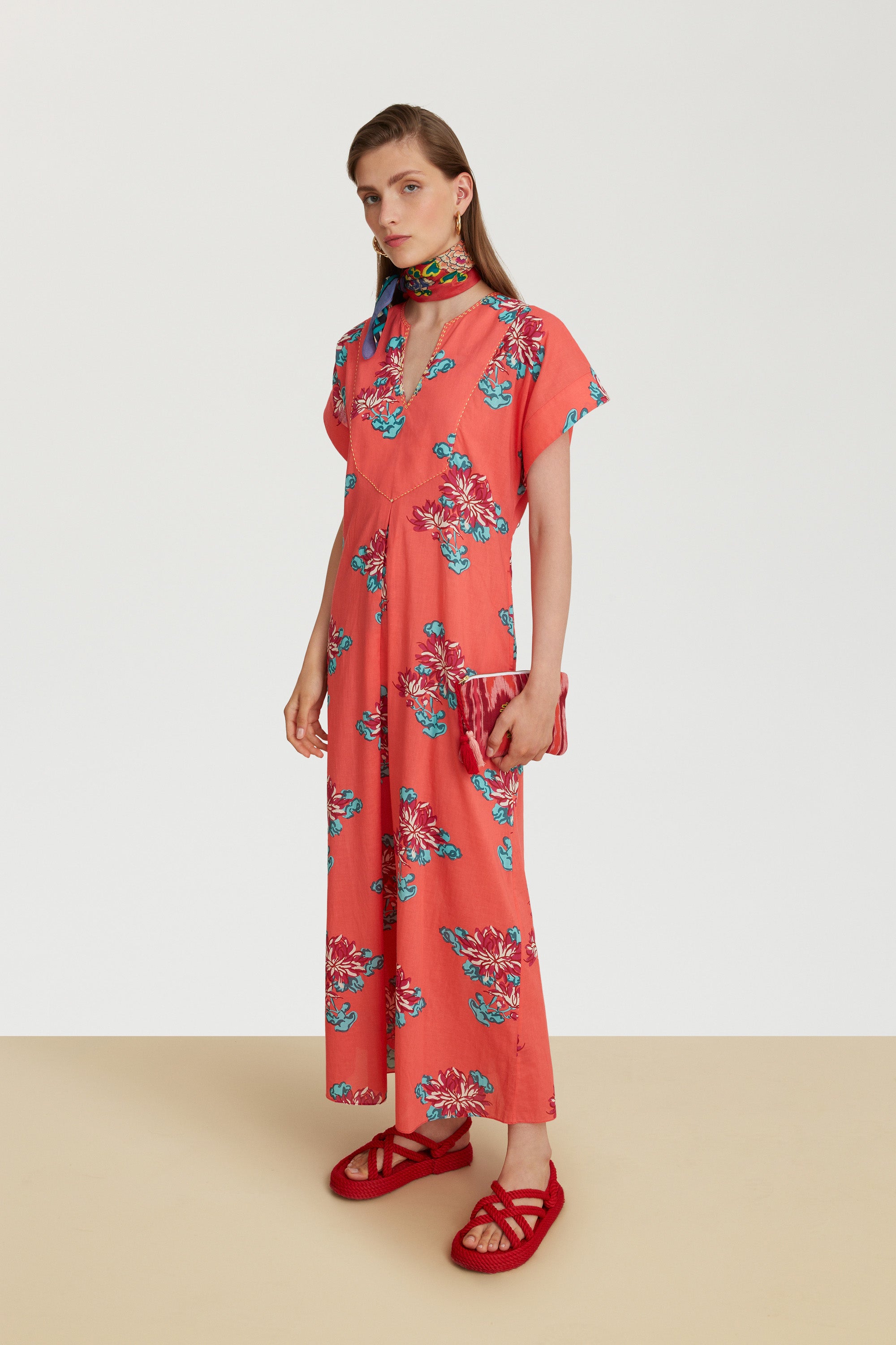 RECO PRIX : 140 // Saffron Kaftan Kimono Crisantemo Geranium