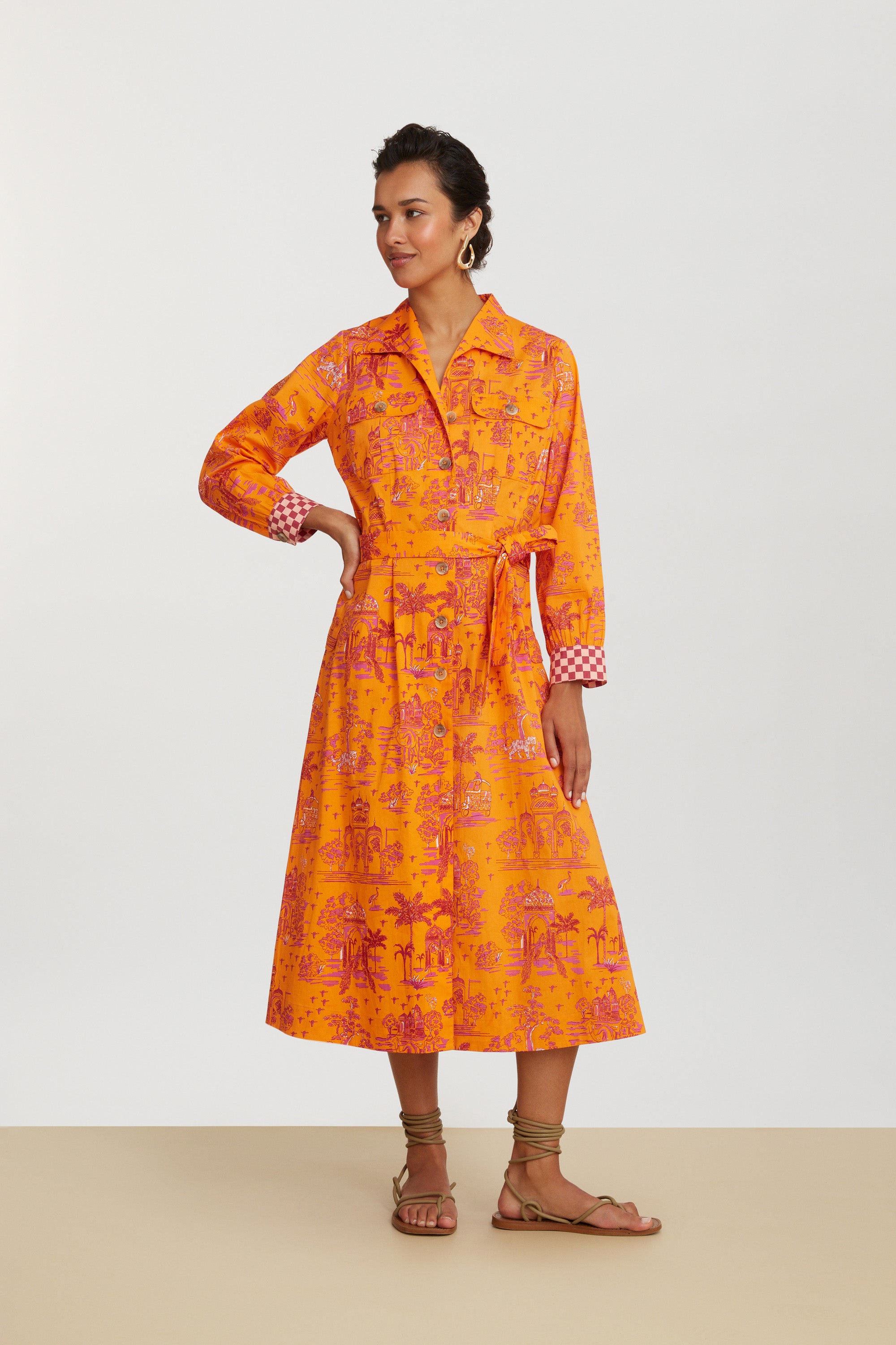 RECO PRIX : 225 // Saharian Dress Toile De Jouy Orange