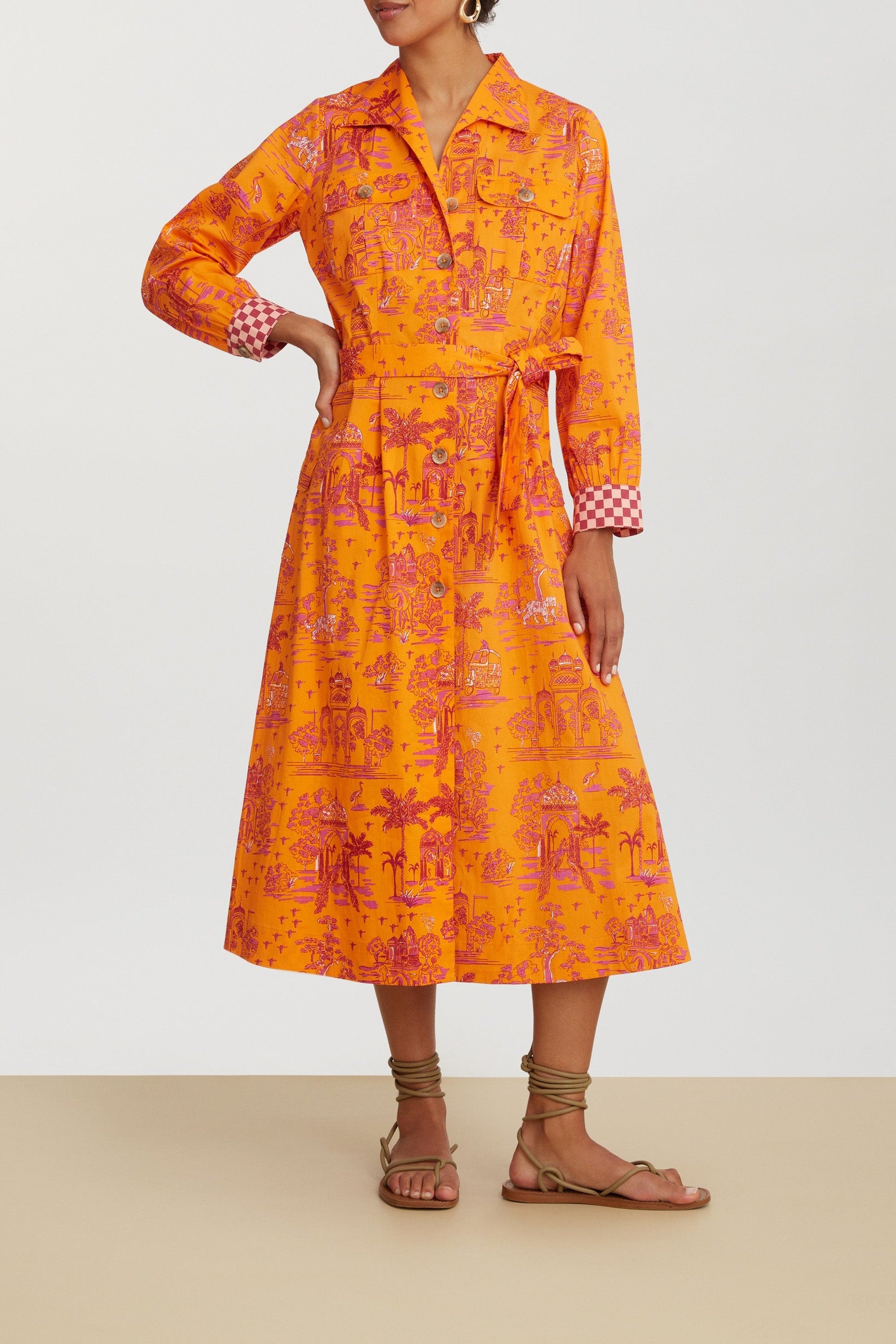 Saharian long cotton dress – Orange