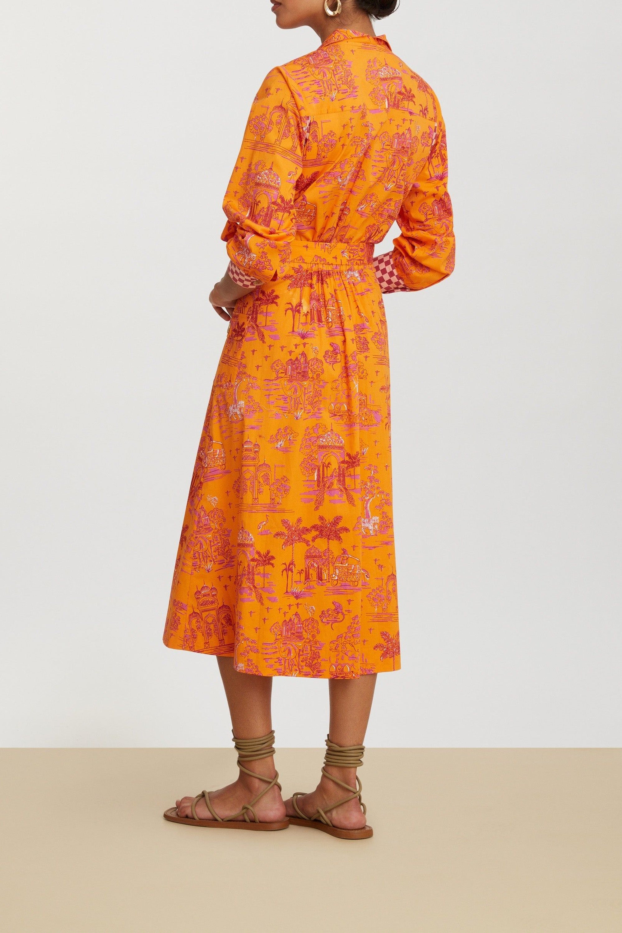 Saharian long cotton dress – Orange