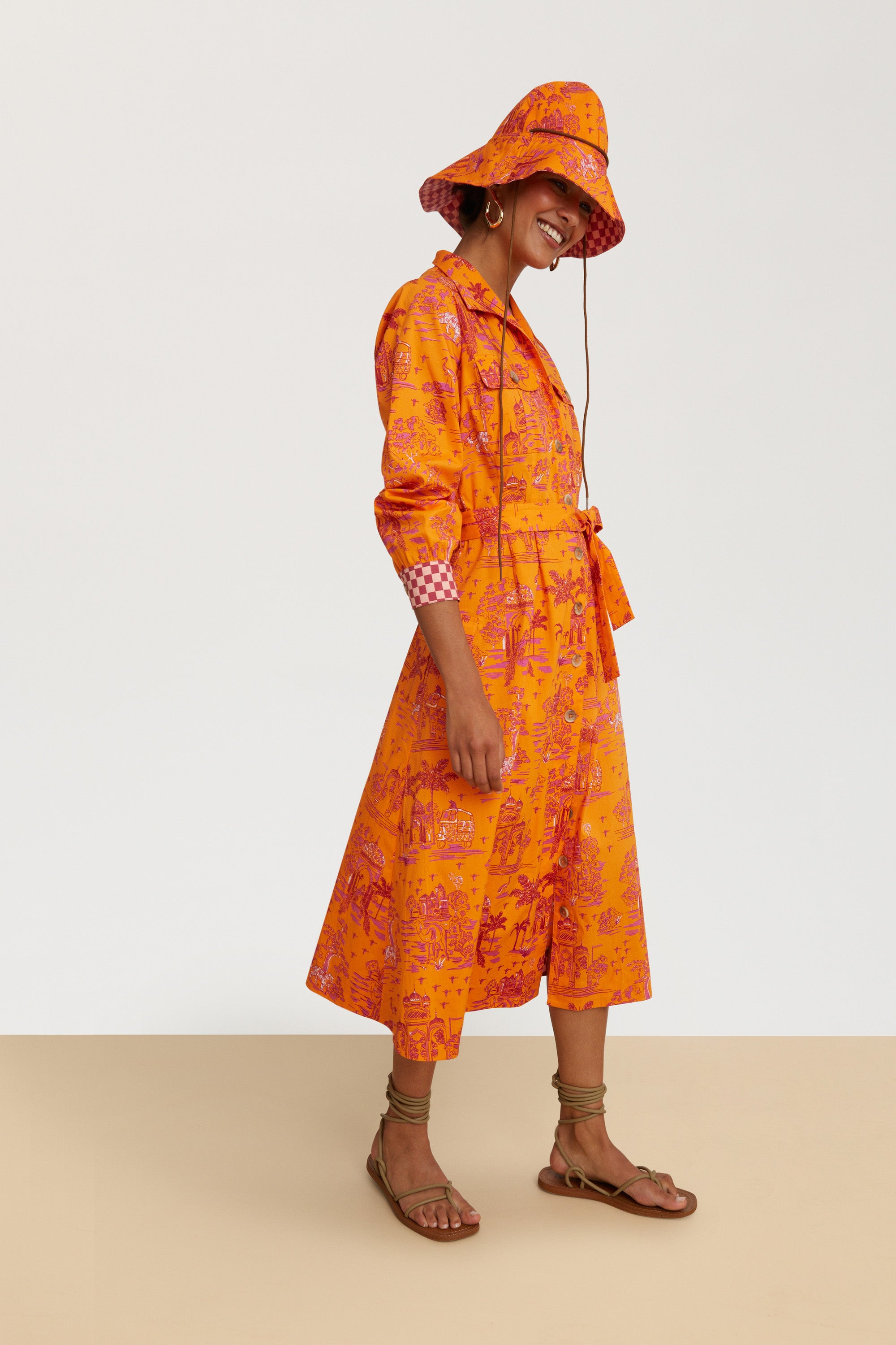 RECO PRIX : 225 // Saharian Dress Toile De Jouy Orange
