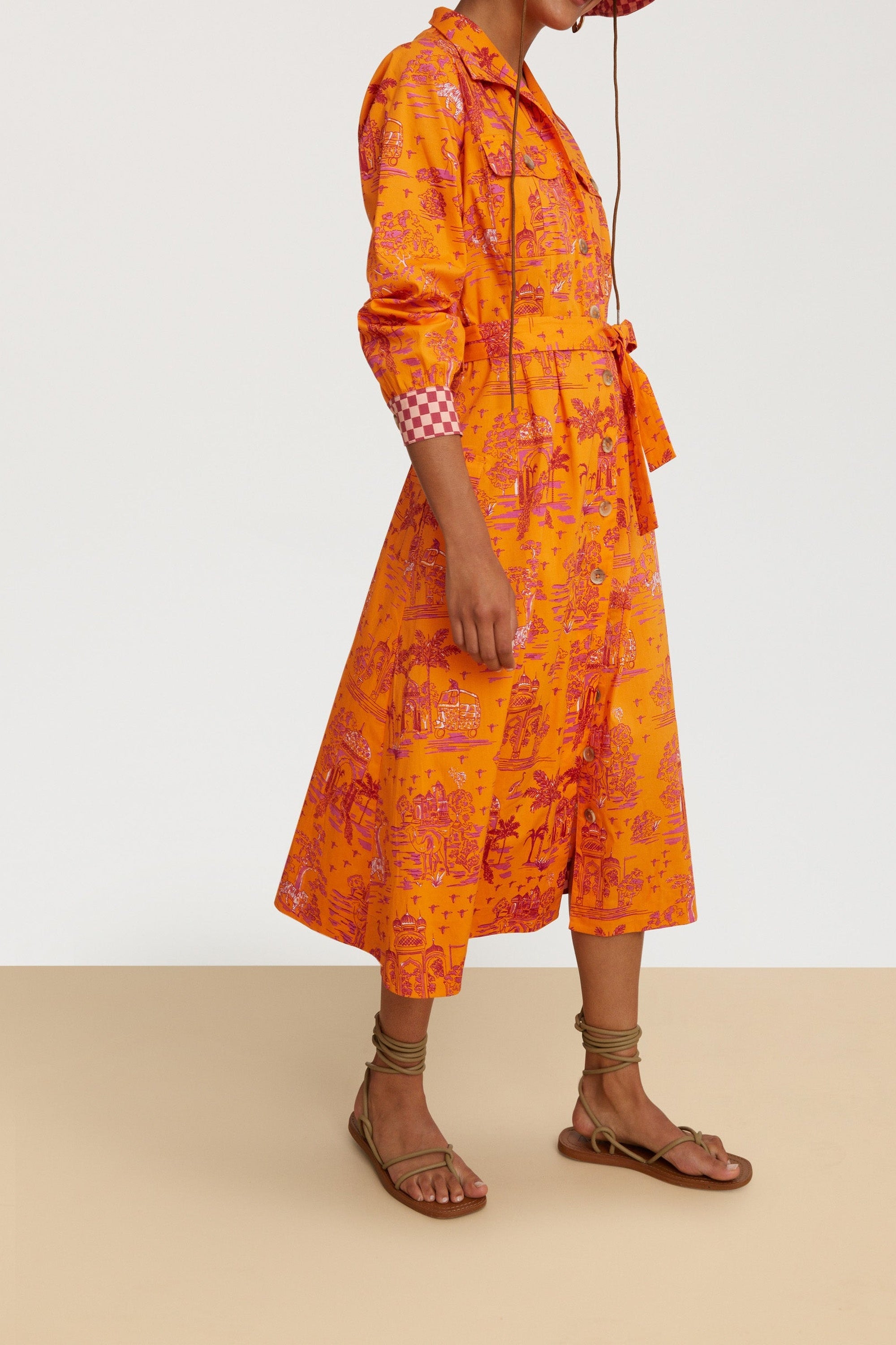 Saharian long cotton dress – Orange