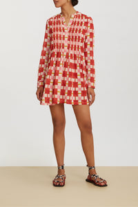 Teena short cotton dress - Red