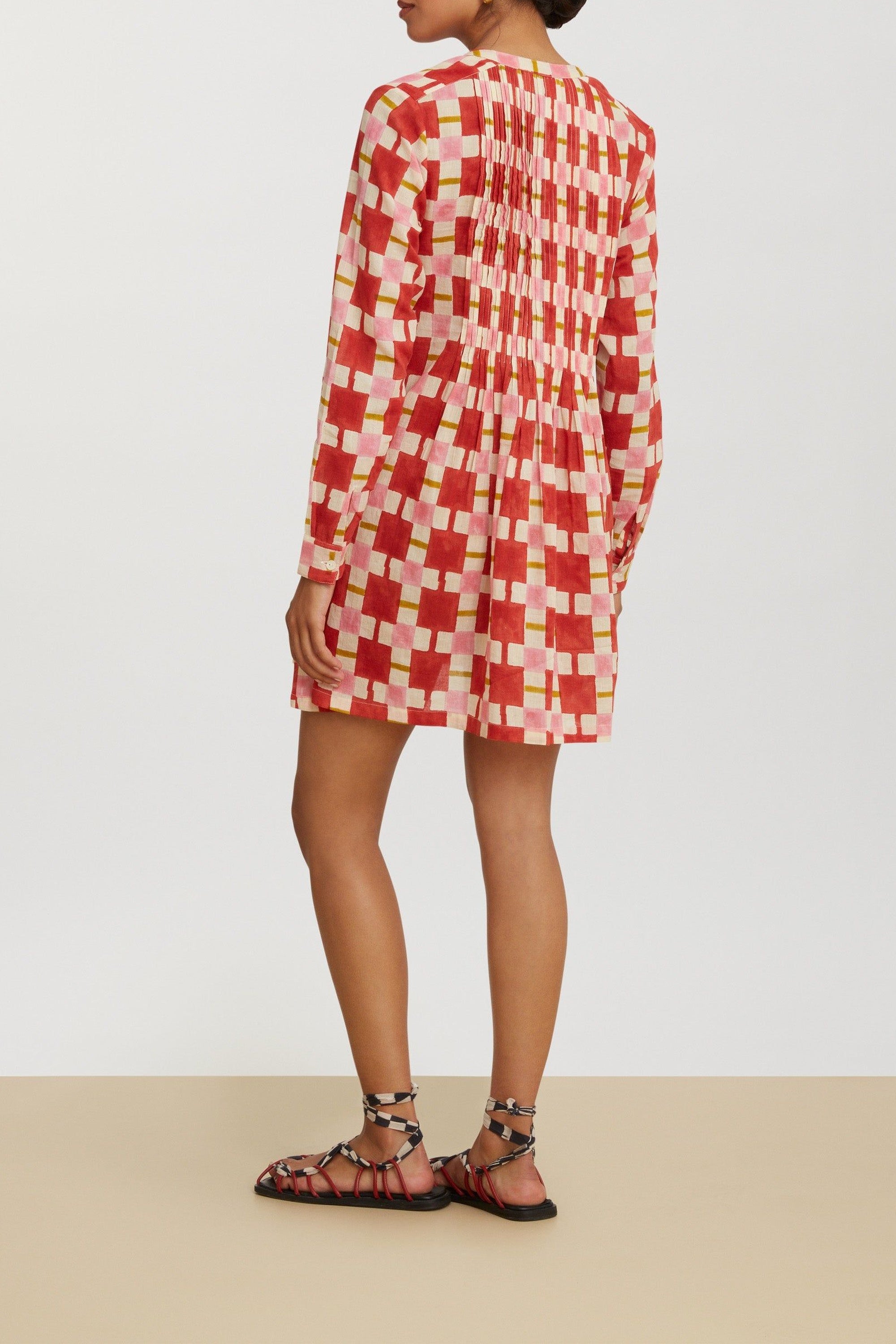 Teena short cotton dress - Red