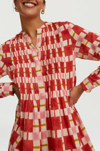Teena short cotton dress - Red