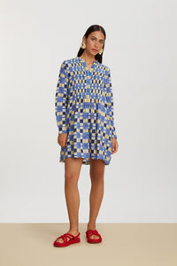 RECO PRIX : 135 // Teena Dress Chess Plumbago