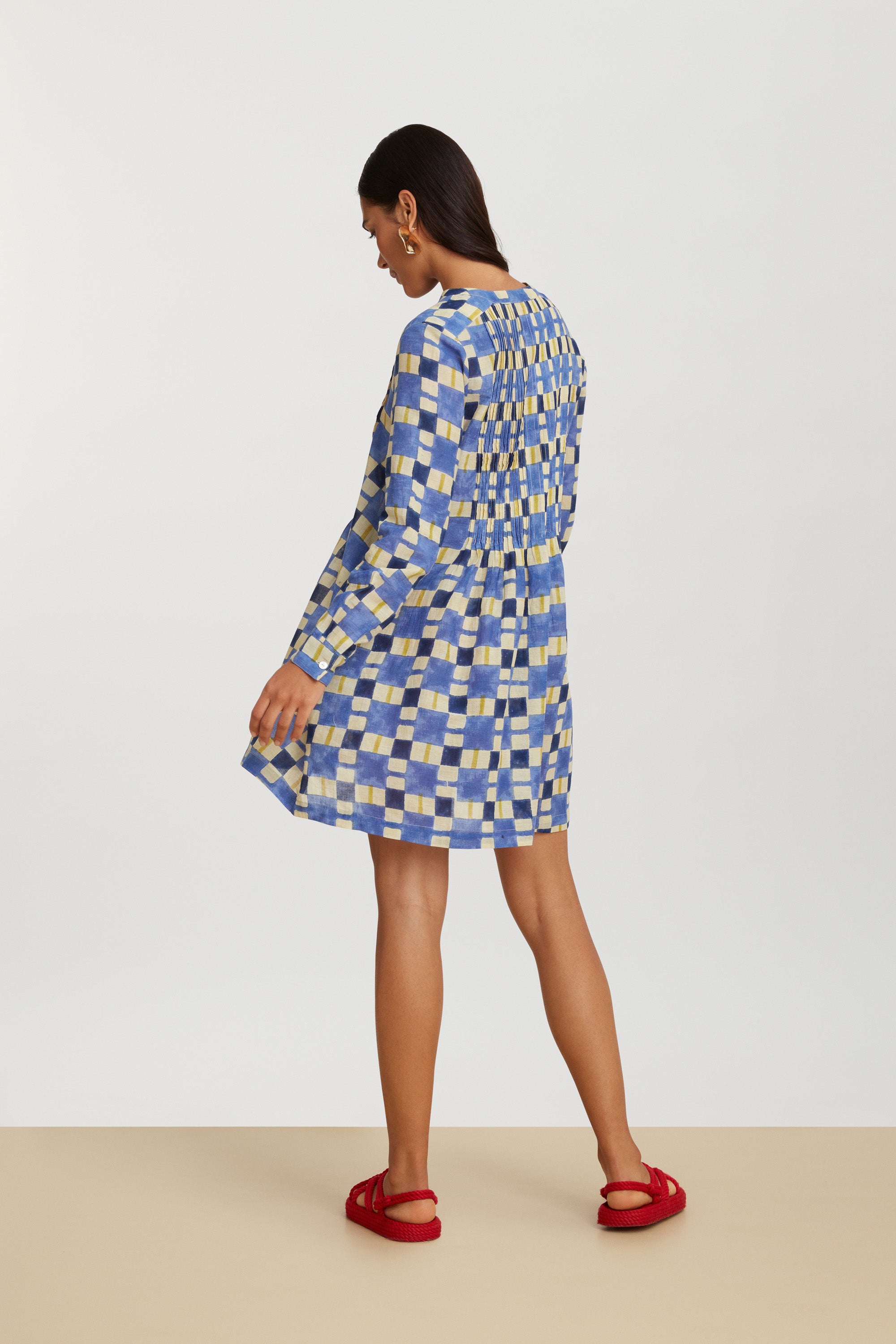 RECO PRIX : 135 // Teena Dress Chess Plumbago