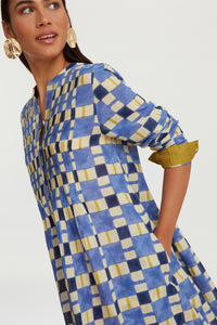 RECO PRIX : 135 // Teena Dress Chess Plumbago