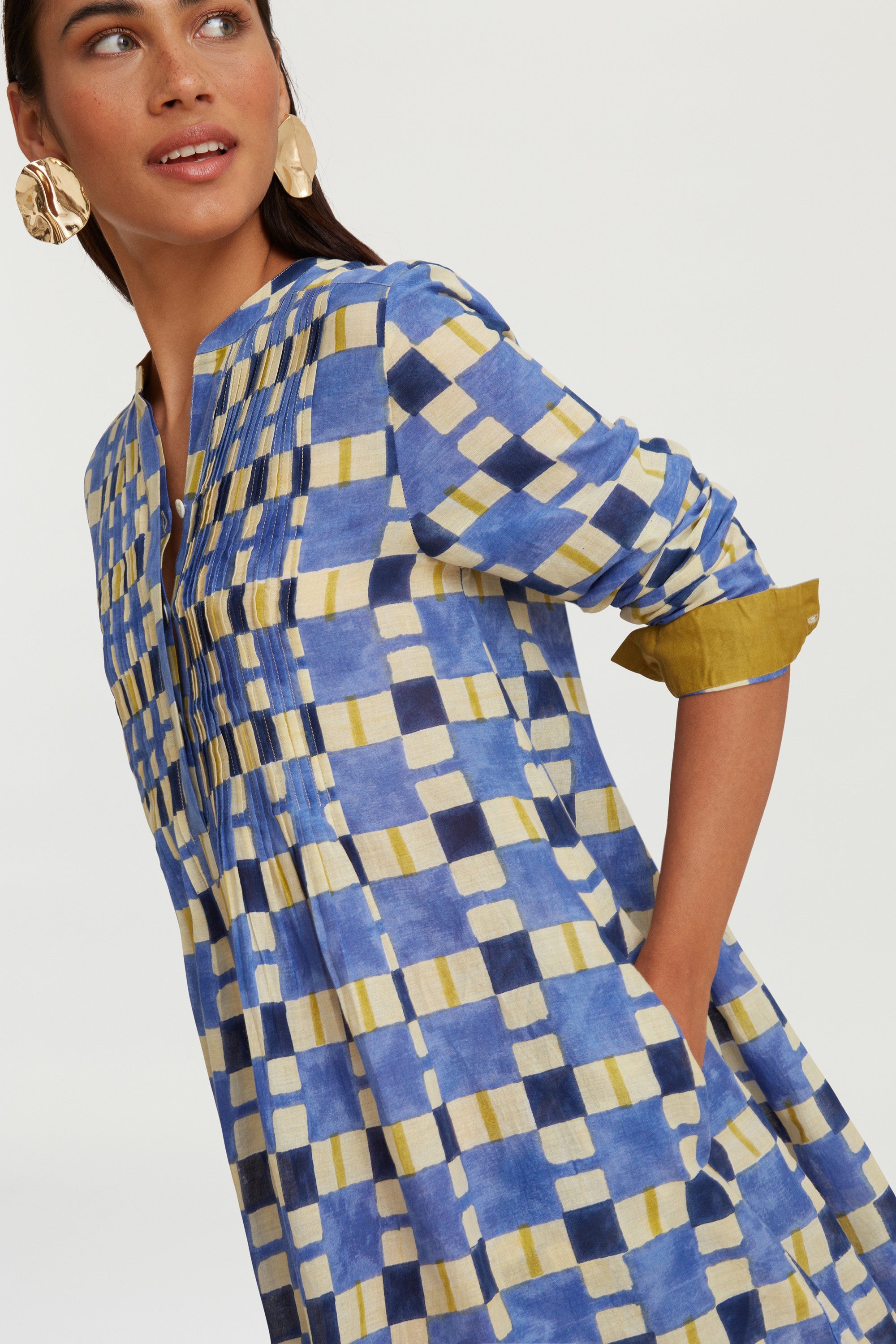 RECO PRIX : 135 // Teena Dress Chess Plumbago