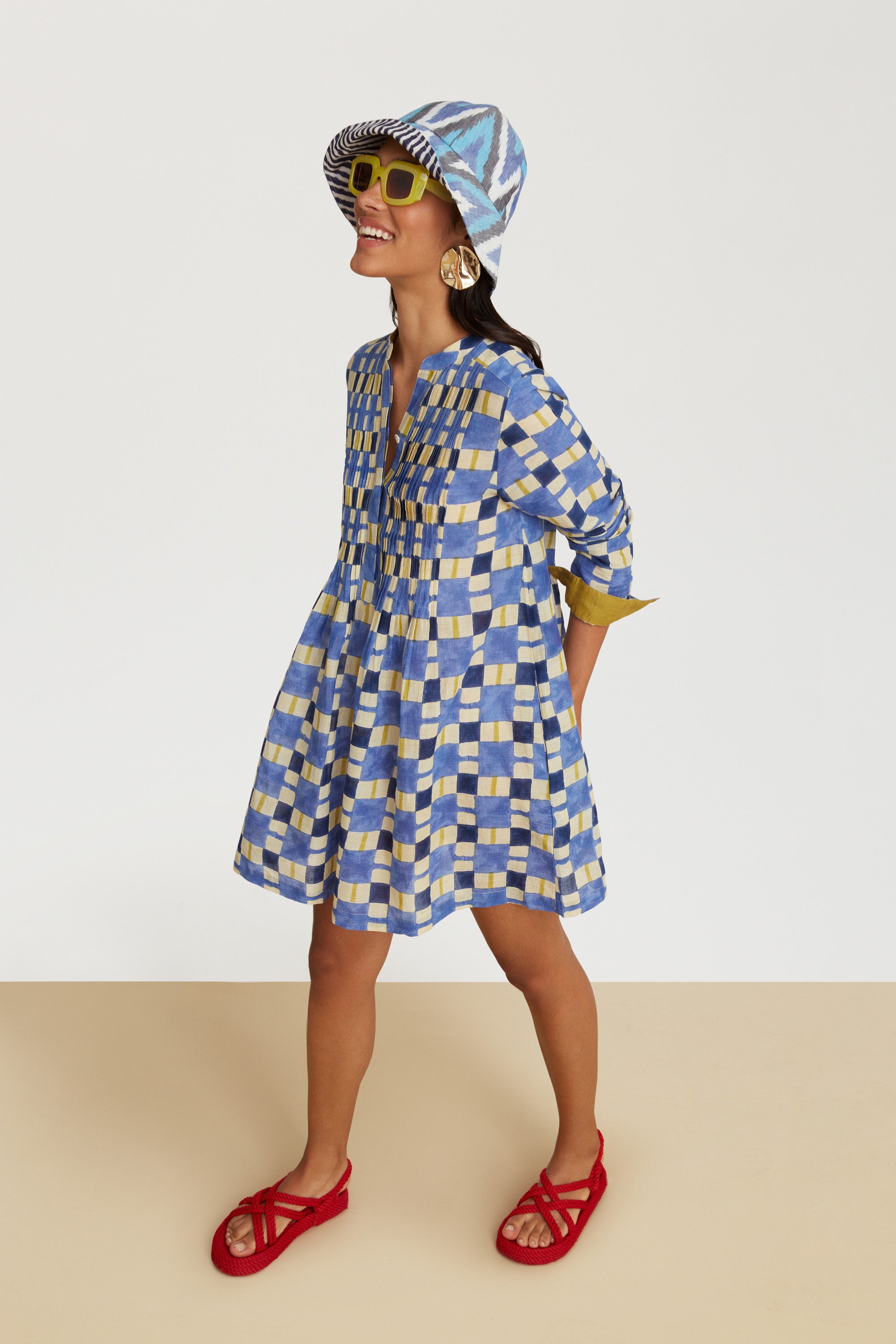 RECO PRIX : 135 // Teena Dress Chess Plumbago