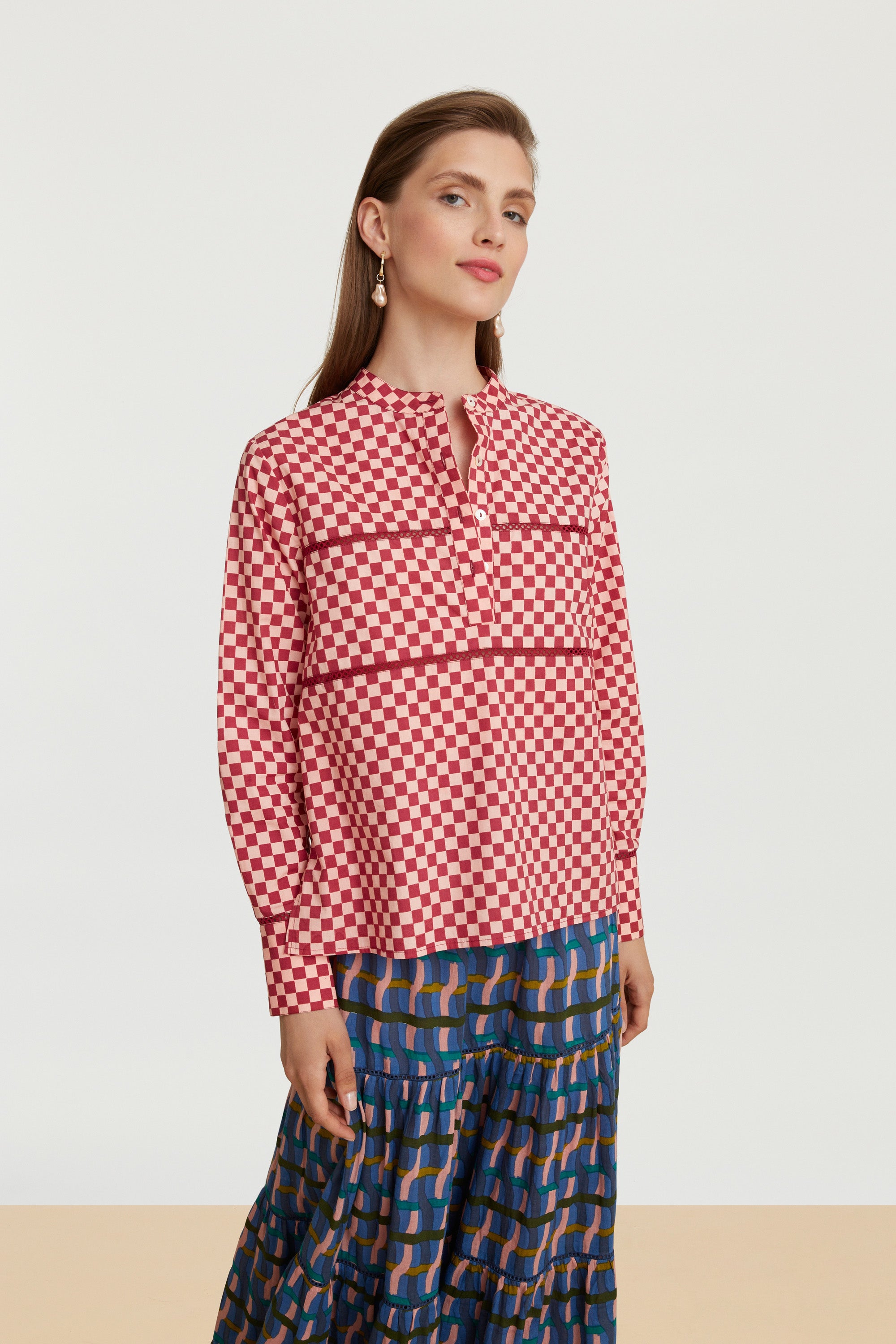 RECO PRIX : 115 // Tuc Tuc Shirt Saheli Checks Peach