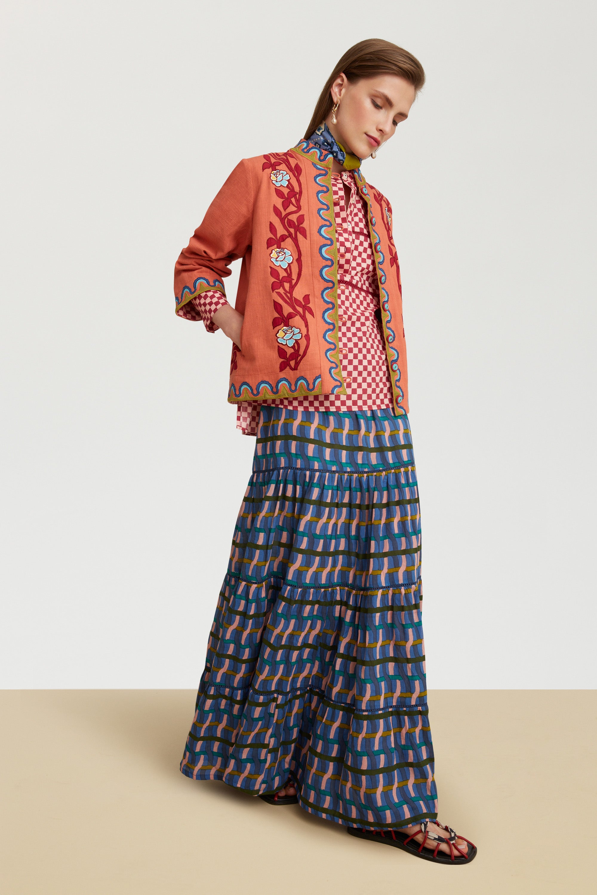 RECO PRIX : 115 // Tuc Tuc Shirt Saheli Checks Peach