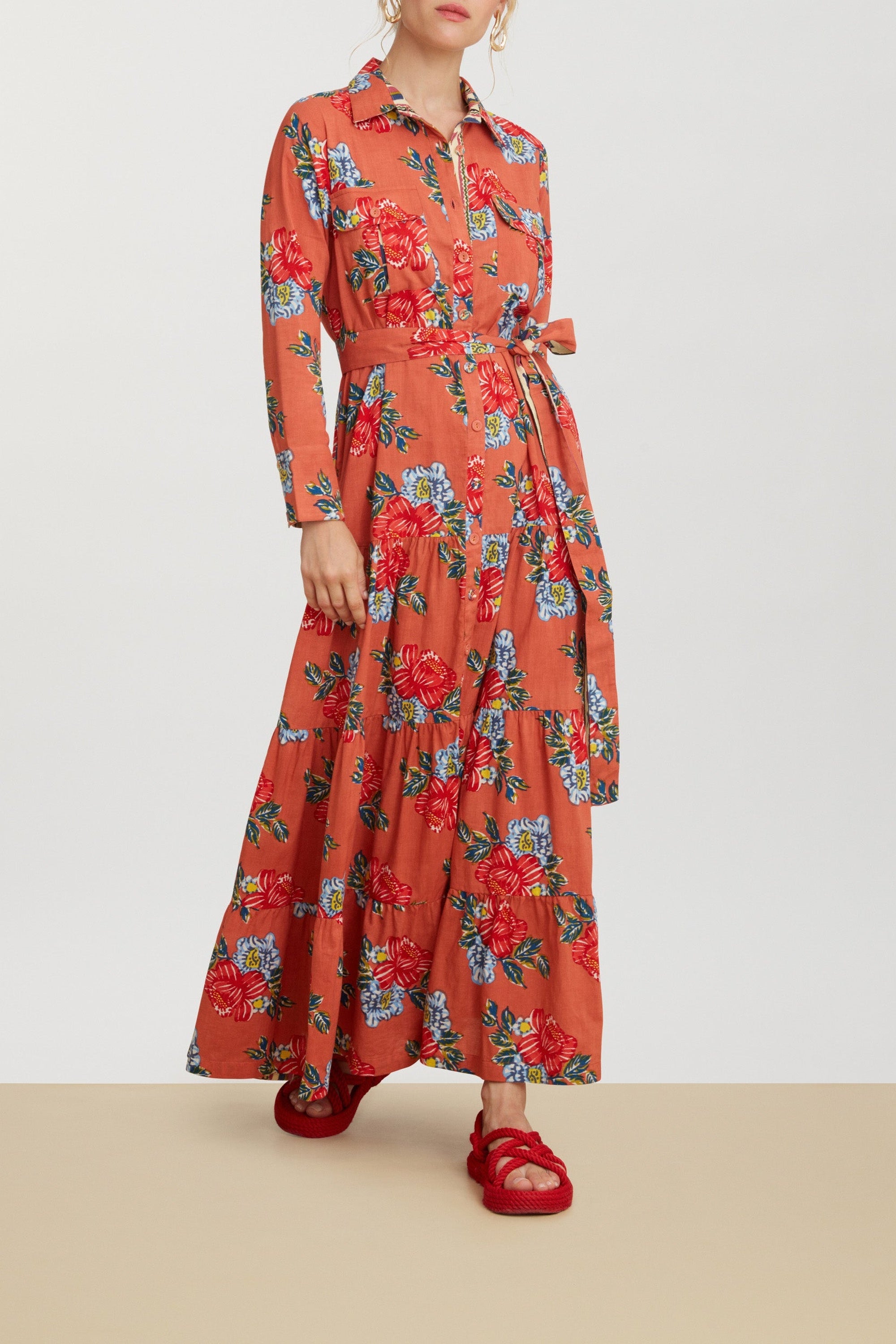 Tulsi long cotton dress - Pink