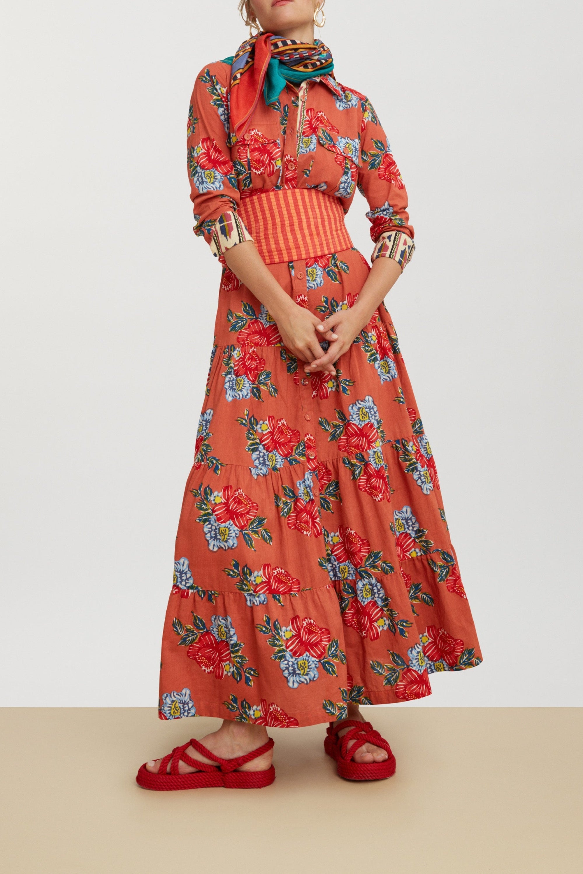 Tulsi long cotton dress - Pink