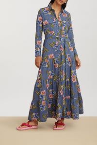 Tulsi long cotton dress - Blue