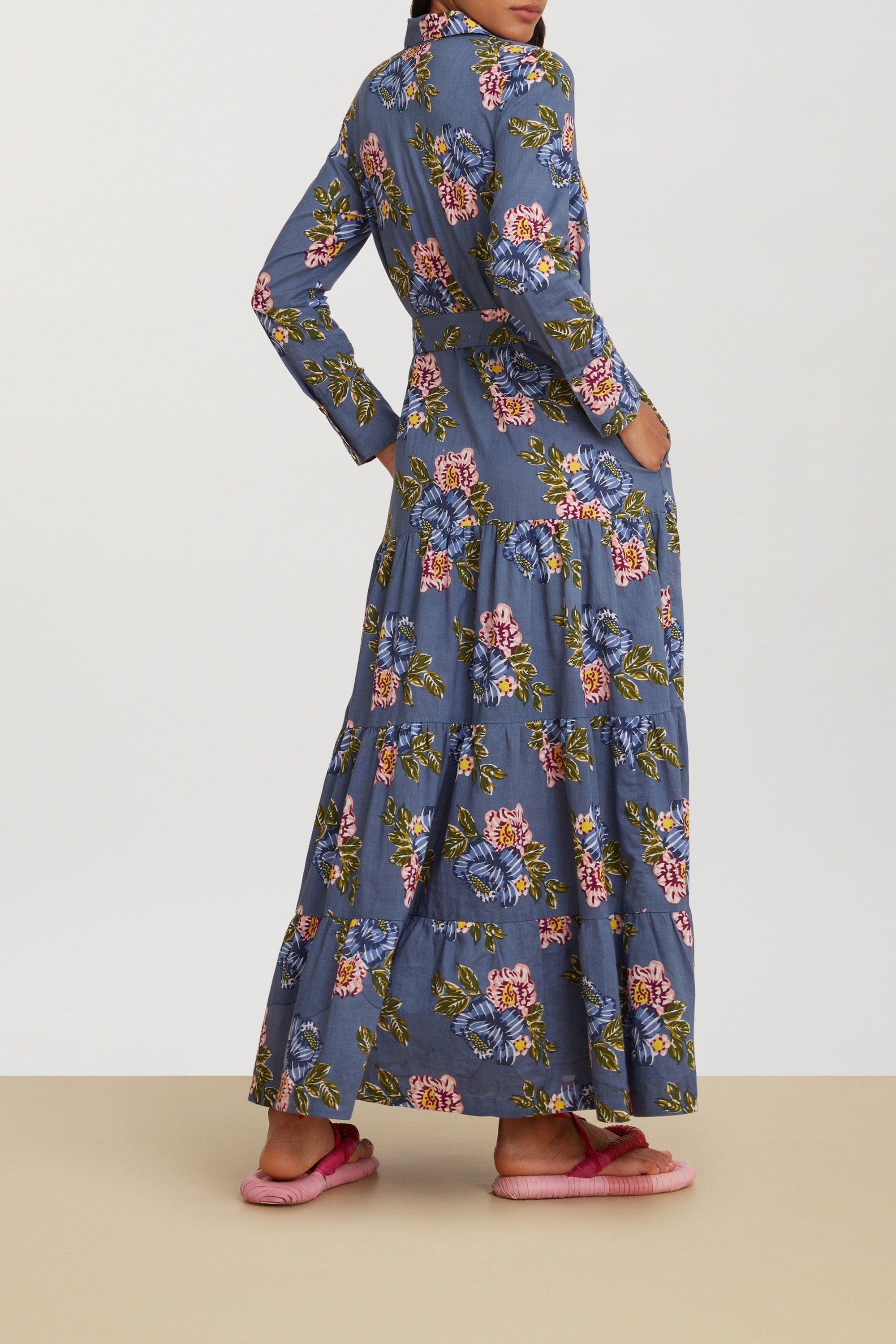 Tulsi long cotton dress - Blue