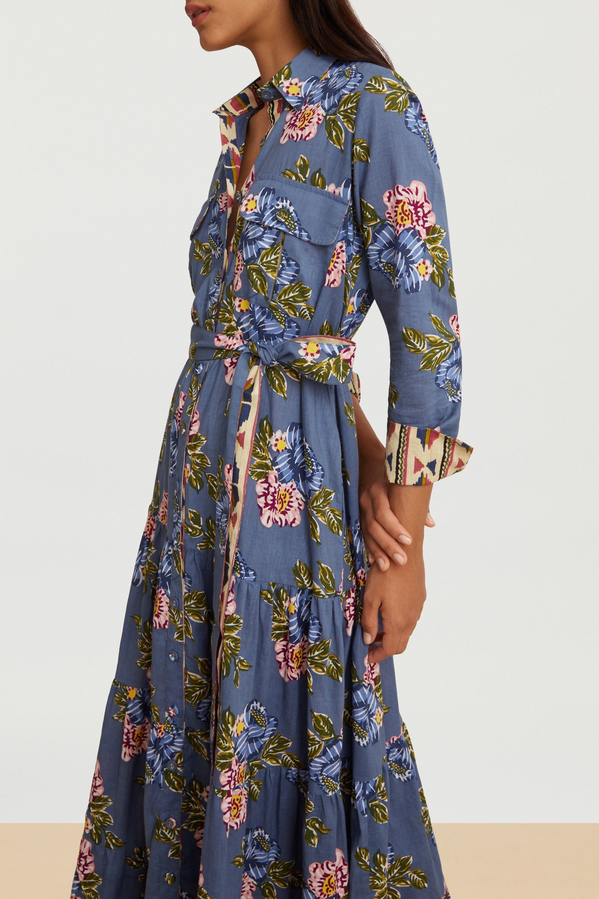 Tulsi long cotton dress - Blue