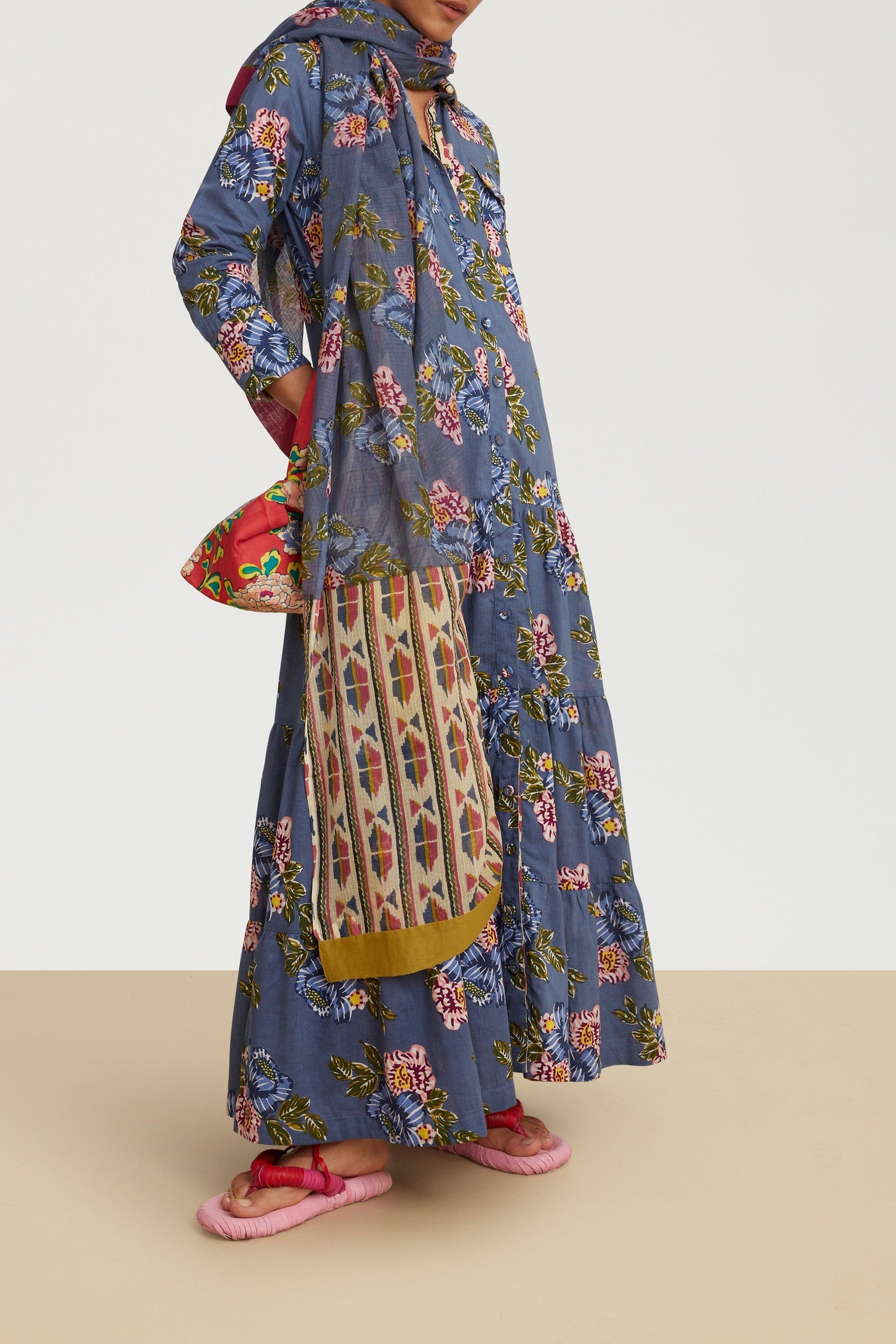 Tulsi long cotton dress - Blue
