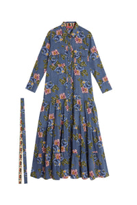 Tulsi long cotton dress - Blue