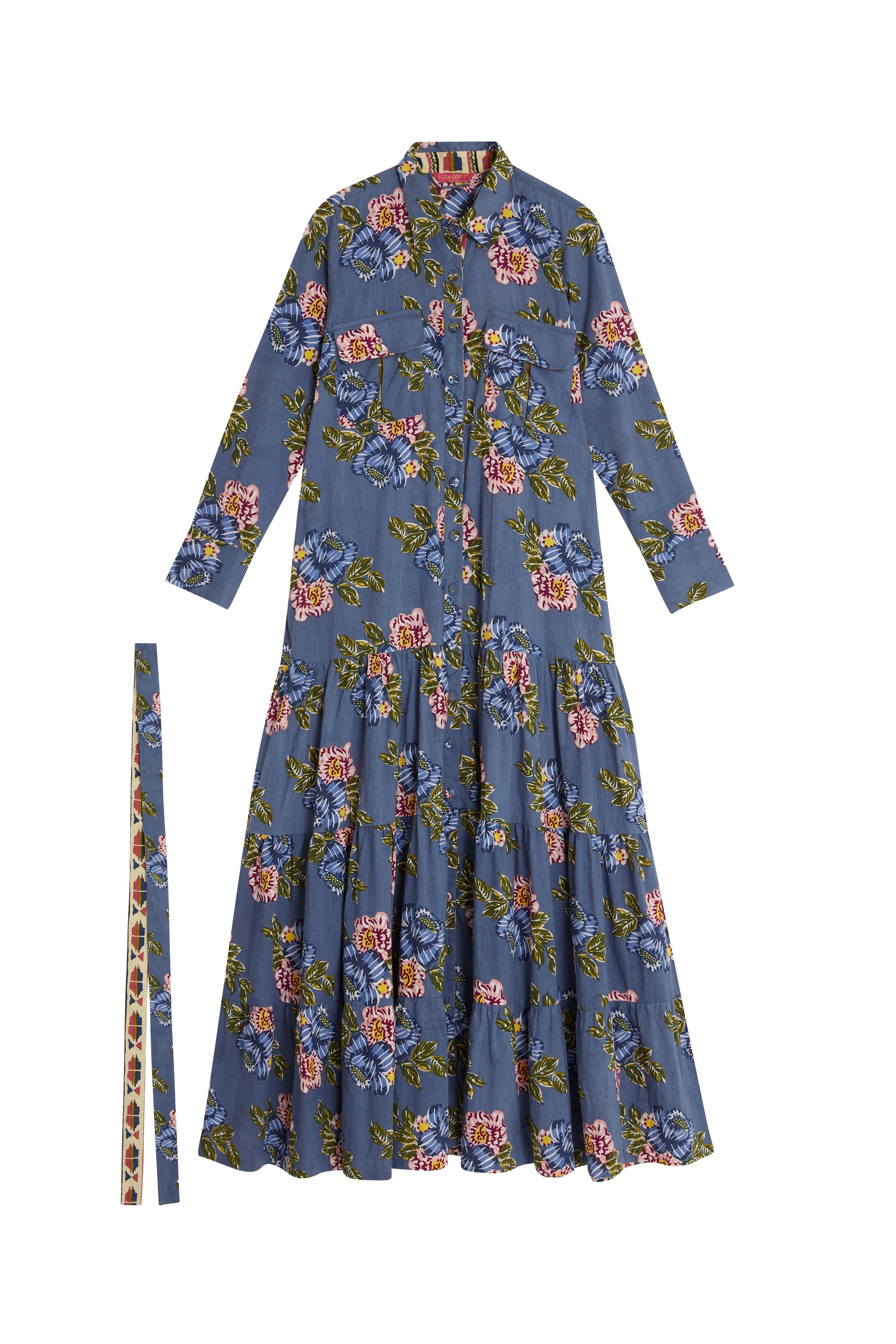 Tulsi long cotton dress - Blue