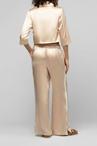 Vaicha short silk jacket inspired by a man's jacket - Beige