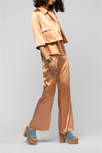 Vaicha short silk jacket inspired by a man's jacket - Camel