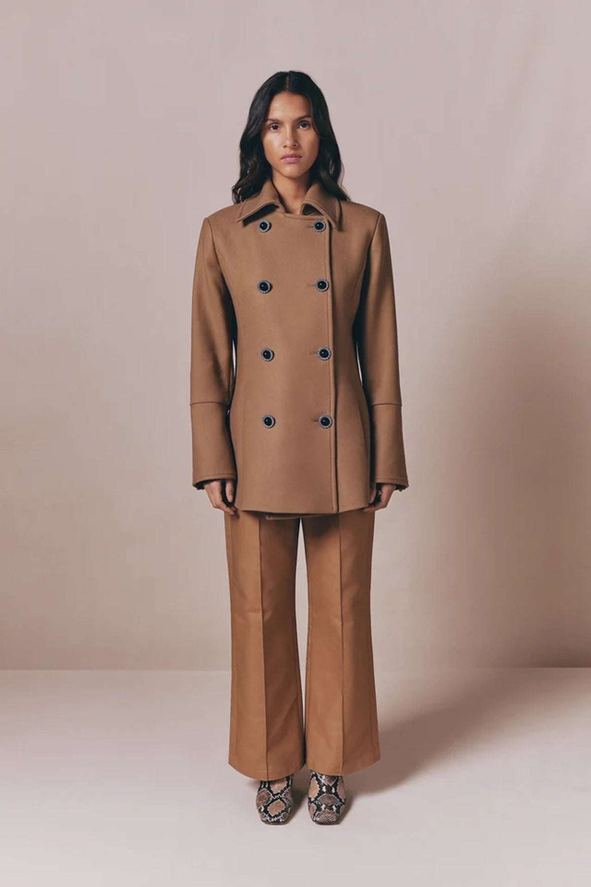 Manteau court Margot en laine - Camel