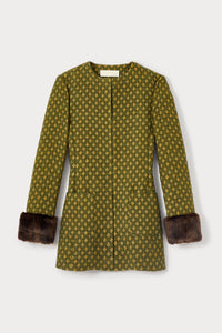 Veste Lea avec bas de manches en fausse fourrure - Green
