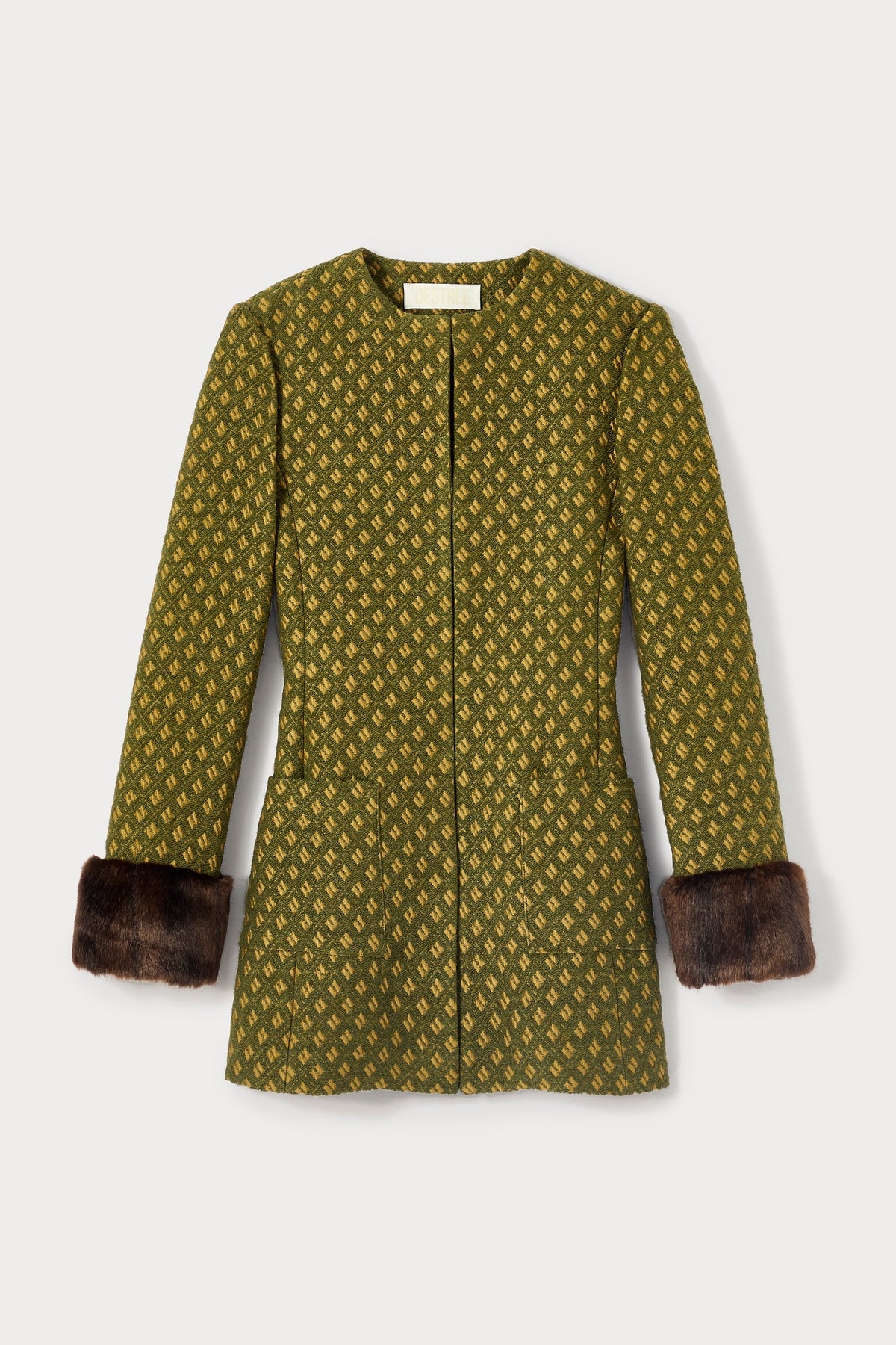 Veste Lea avec bas de manches en fausse fourrure - Green
