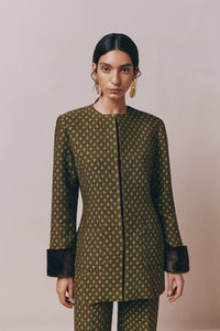 Veste Lea avec bas de manches en fausse fourrure - Green