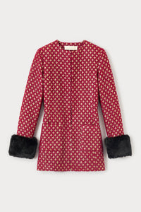 Veste Lea avec bas de manches en fausse fourrure - Burgundy & Gold