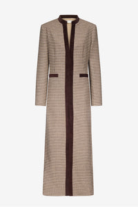 Manteau long Eden à carreaux en laine - Beige & Brown