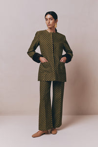 Pantalon droit Yoshitomo en Jacquard de laine - Green