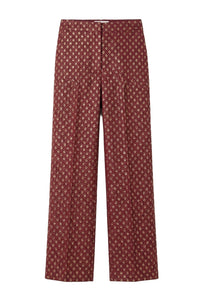 Pantalon droit Yoshitomo en Jacquard de laine - Burgundy