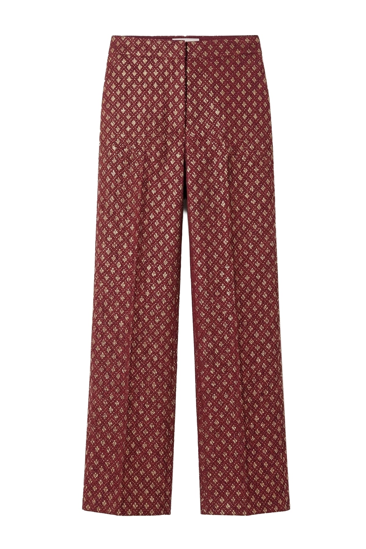 Pantalon droit Yoshitomo en Jacquard de laine - Burgundy